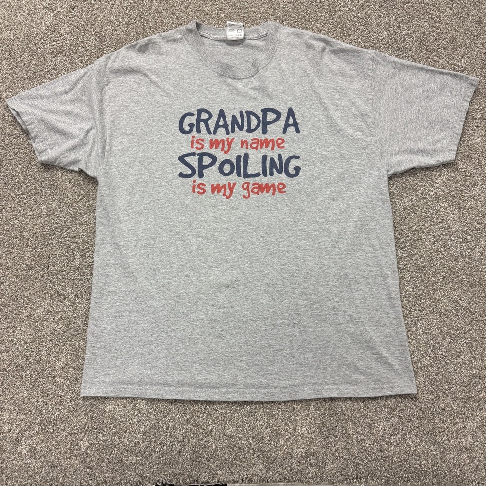 Y2K TSI Sportswear Shirt Mens XL Gray Grandpa Spoiling Is My Game Tee T-Shirt